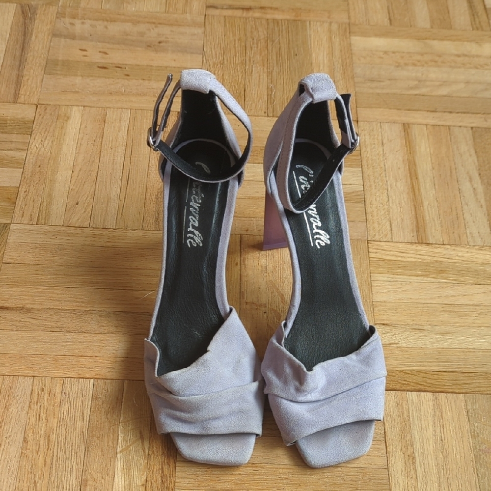 Lilac suede Block Heels